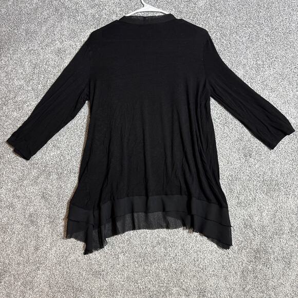 Lagenlook Cardigan Sweater Womens XL Asymmetrical Open Front Flowy Romantic Chic - Picture 7 of 7